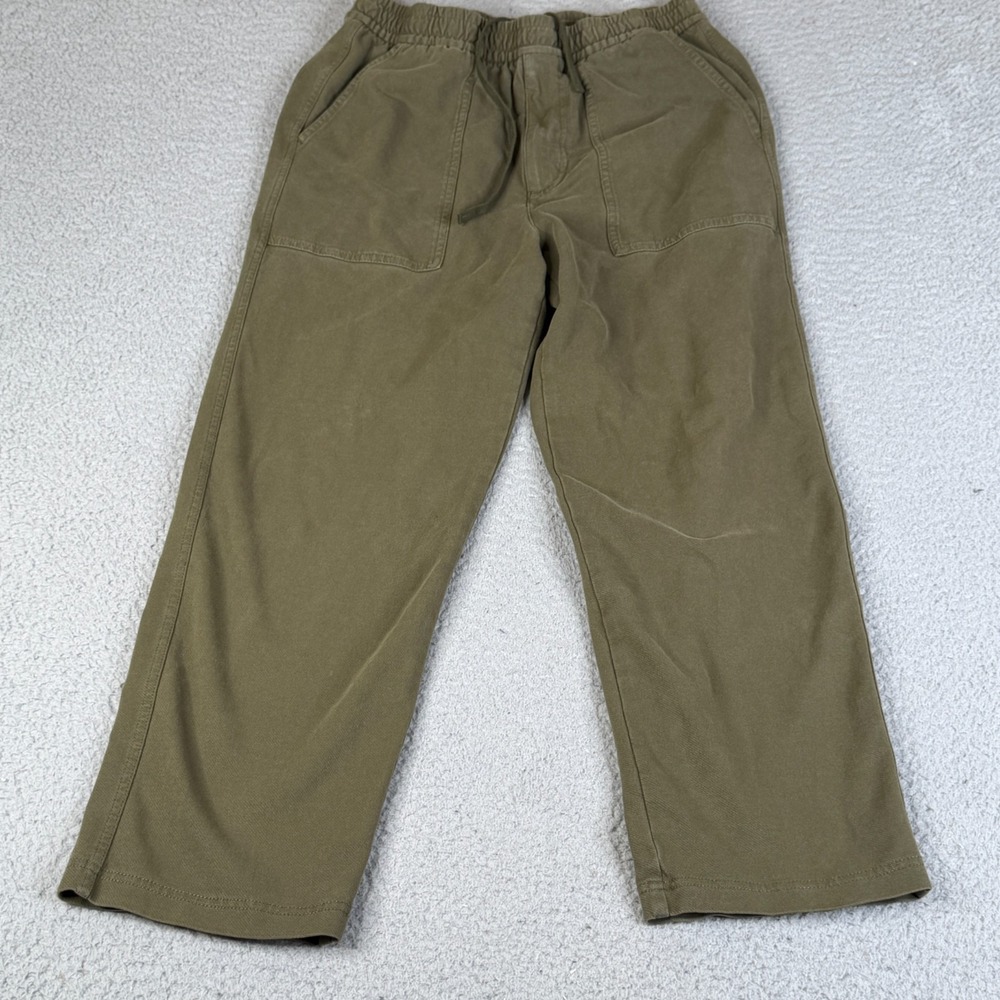 Uniqlo Pants Mens Medium Olive Green Drawstring Cotton Stretch Utility Casual
